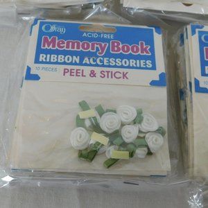 Lot of 5 Memory Book Ribbon Accessories Offray Peel Stick Acid-Free Small Rose